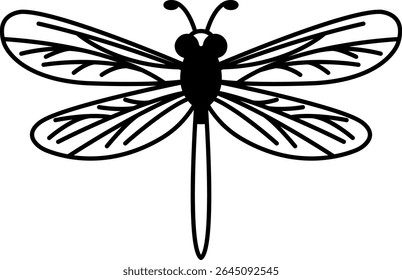 black and white isolate icon vector of dragonfly