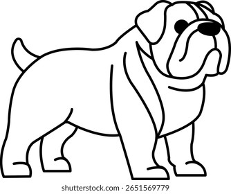 ilustração isolada em preto e branco de um Bulldog