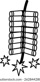 black and white isolate illustration of a Chinese firecracker