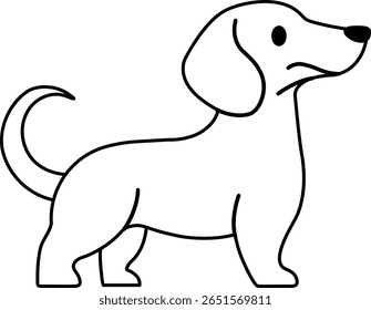 ilustração isolada em preto e branco de um Dachshund 