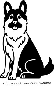 ilustração isolada em preto e branco de um pastor alemão