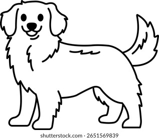 ilustração isolada em preto e branco de um cão Golden Retriever