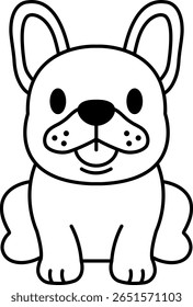 ícone de ilustração isolada preto e branco de um Bulldog Francês