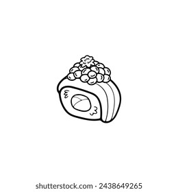 black and white isolate sashimi sushi japanese food flat style illustration