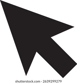 Black and white isolated arrow cursor pointing up and to the right on white background