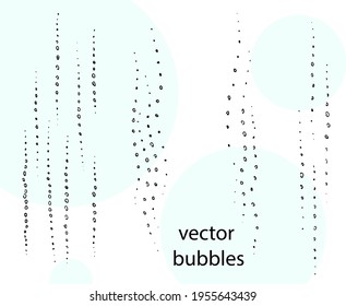 Las burbujas blancas y negras aisladas bordean la lluvia. Esbozo simple de vector dibujado a mano, línea, tinta