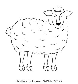 Black and white Isolated Cute Sheep Vector Artwork