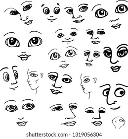 Black White Isolated Faces Vector Stock Vector (Royalty Free ...