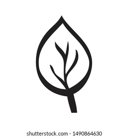 Black and white isolated leaf Icon issolated