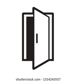 black and white isolated opened door vector icon