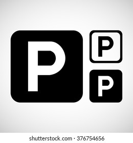 Black And White Isolated Parking Sign Vector EPS10, Great for any use.