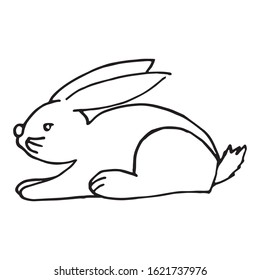 Black and white isolated rabbit on white background 