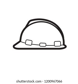 black and white isolated safety helmet vector illustration