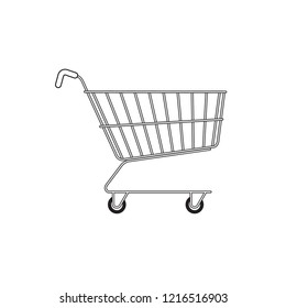black and white isolated shopping cart vector illustration