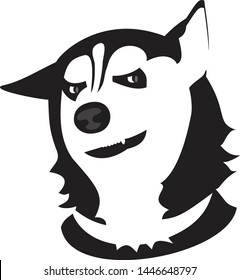 Black and white isolated siberian husky without background . Vector illustration