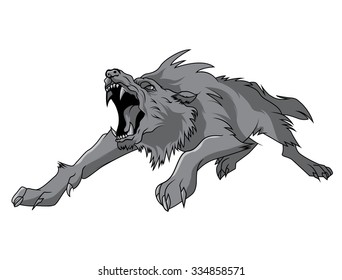 black and white isolated vector wolf