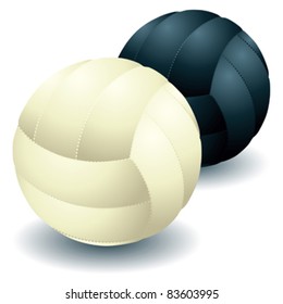 Black and white isolated volleyballs