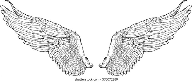 black and white isolated wings graphic style