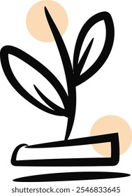 Black and white isolated young bud icon, Hand drawn environmental awareness day vector	
