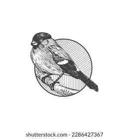 Black and white isolation hand drawn bird icon for use of logo or branding.