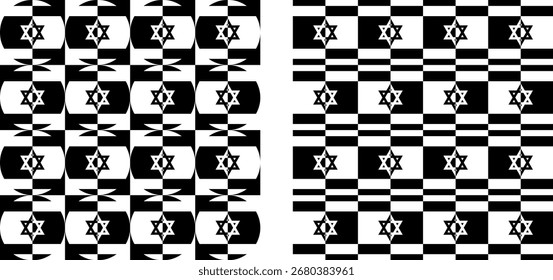 preto e branco israel bandeira padrão conjunto. ilustração vetorial