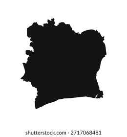 Mapa simples de Costa do Marfim preto e branco