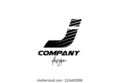 black and white J alphabet letter logo icon. Creative design for company and business with sliced bold style
