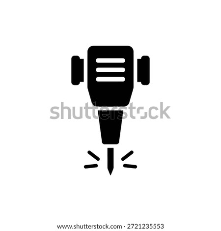 Black and white jackhammer icon representing demolition or construction equipment