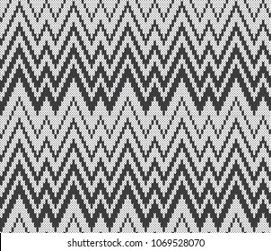 Black and white Jacquard Fairisle. Seamless Geometric zig zag Knitting Pattern