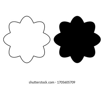 schwarz-weißer, gezackter Kreis, runder Logo-Hintergrund.