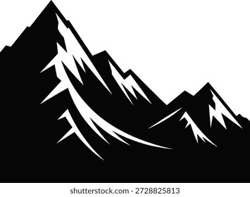 Picos de la cordillera dentada en blanco y negro