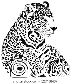 Black and white jaguar vector