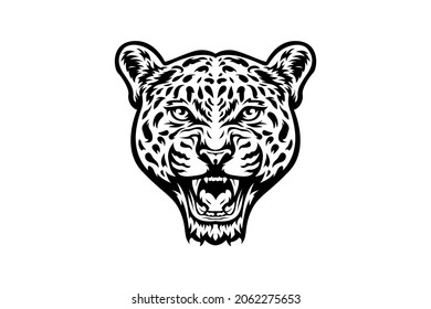 black and white jaguar vector drawing