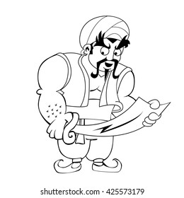 black and white janissary warrior cartoon