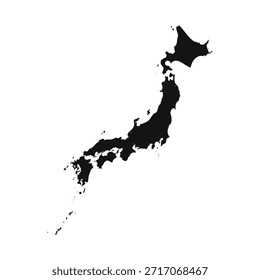 Mapa sencillo de Japón en blanco y negro