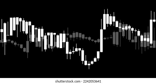 Black and white Japanese candlestick graph chart on white background. Market investment. Forex trading, stock exchange and crypto price technical analysis vector illustration. Traders tool