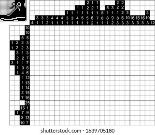Black and white japanese crossword. Paint by number puzzle. Education game for children. Boot