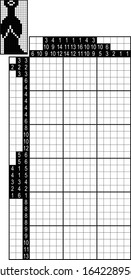 Black and white japanese crossword. Paint by number puzzle. Education game for children. Dress