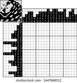 Black and white japanese crossword. Paint by number puzzle. Education game for children. Wave