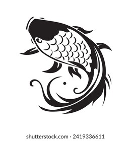 black and white japanese fish vector logo