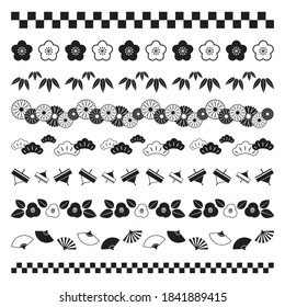 Black And White Japanese Pattern Borders.