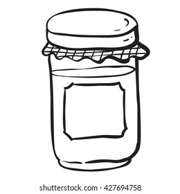 black and white jar with empty label cartoon