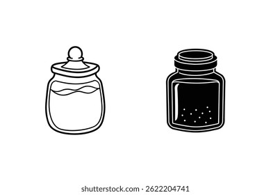 Ilustração Vetorial Gráfica De Jars Preto E Branco Da Coleção De Contêineres