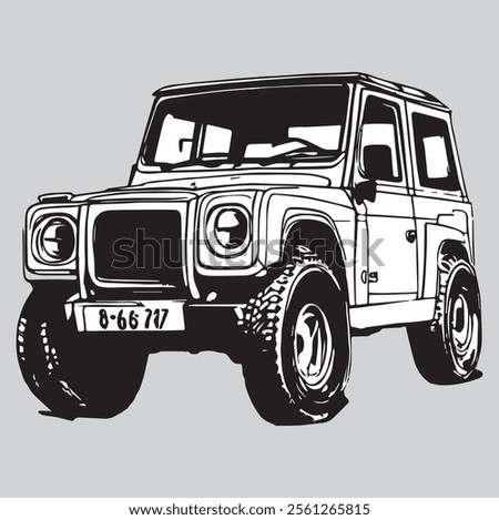 Black and White Jeep Vector Illustration