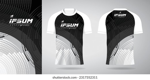 plantilla de diseño de camiseta uniforme de jersey blanco negro