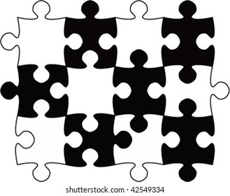 Black and white jigsaw puzzle seamless