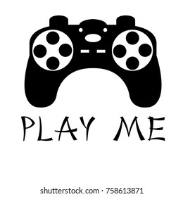 black and white joystick in a flat style on a white background