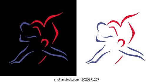 Black and white judo vector logo design