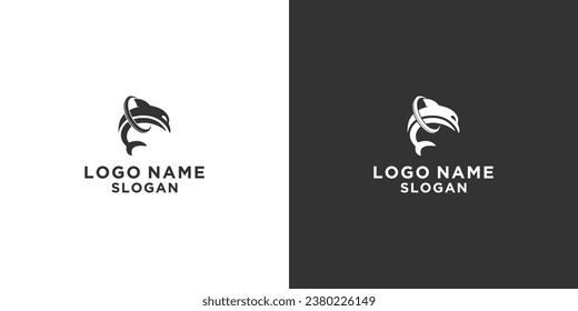 logotipo de delfín saltando en blanco y negro