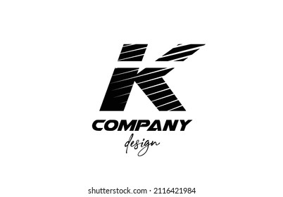 black and white K alphabet letter logo icon. Creative design for company and business with sliced bold style